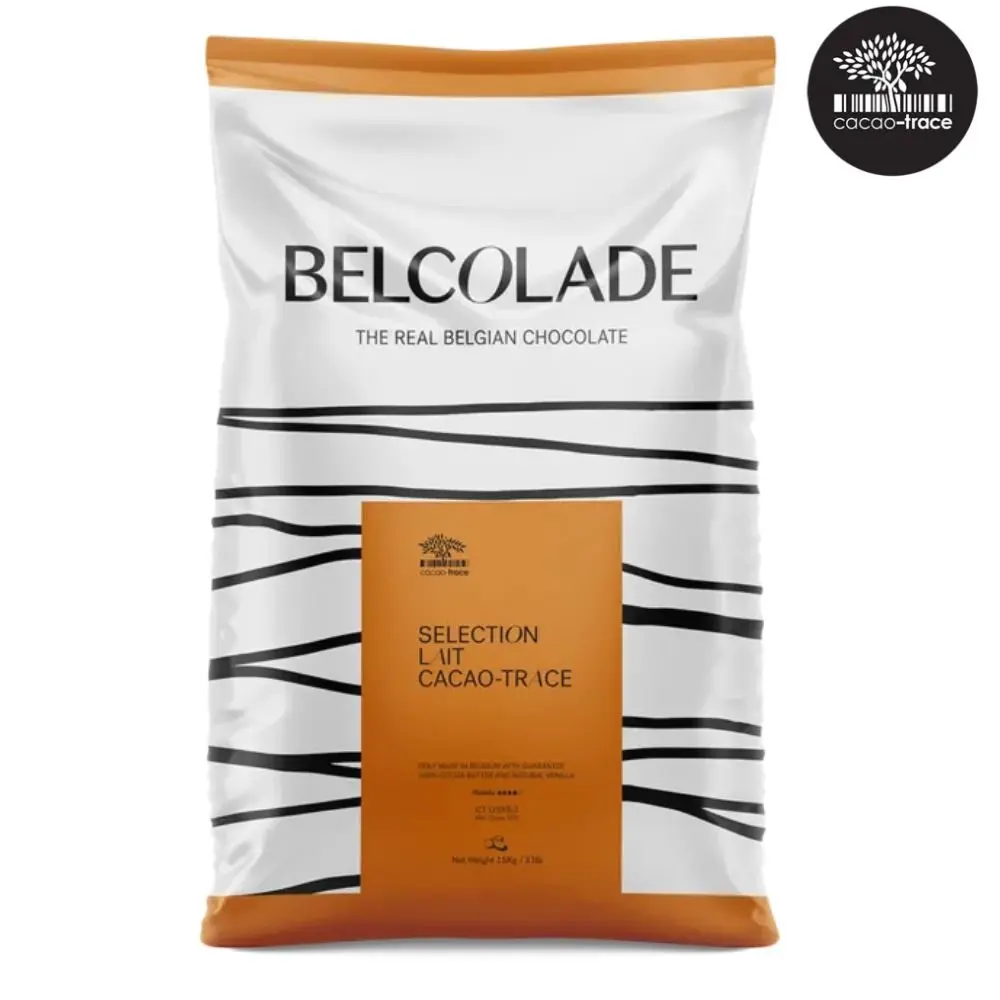"CT O3X5/G DROPS 15KG BAG AP GRB Belcolade Milk Chocolate, Selection, Lait Selection, Sustainable Cacao - Trace"
